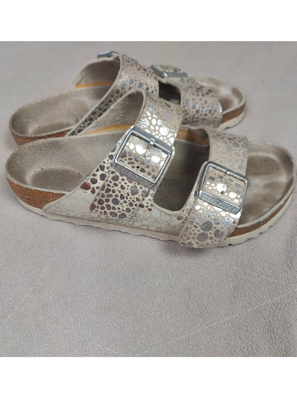 Birkenstock Arizona Sandals Metallic Slides - Picture 3 of 12